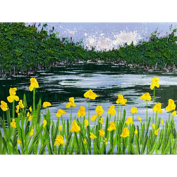 Here Comes Spring Original Impressionist Landscape Nature Theme Painting 6" x 8" - Picture 4 of 6